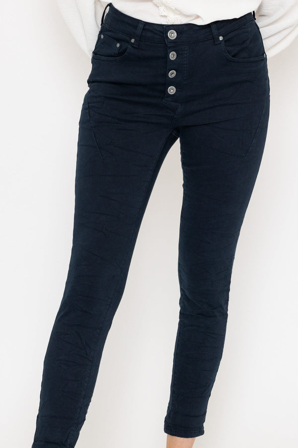 Carraig Donn Navy Button Front Jeans