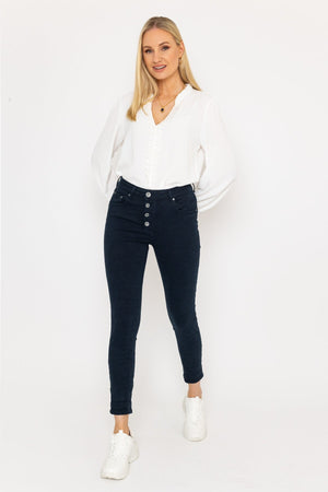 Carraig Donn Navy Button Front Jeans