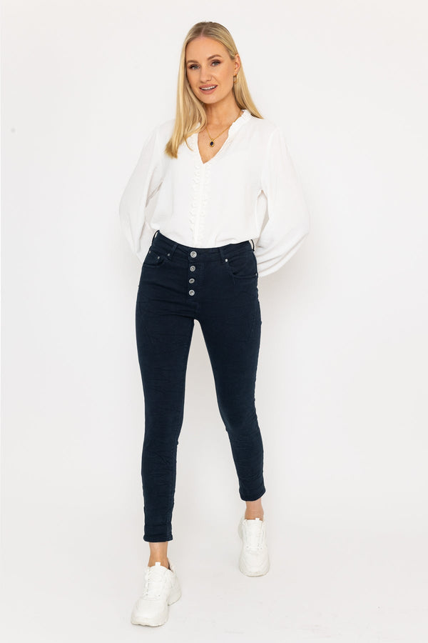 Carraig Donn Navy Button Front Jeans