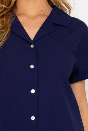 Carraig Donn Navy Camp Collar Shirt