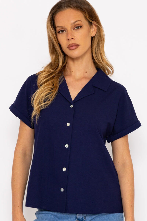 Carraig Donn Navy Camp Collar Shirt
