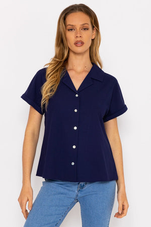 Carraig Donn Navy Camp Collar Shirt