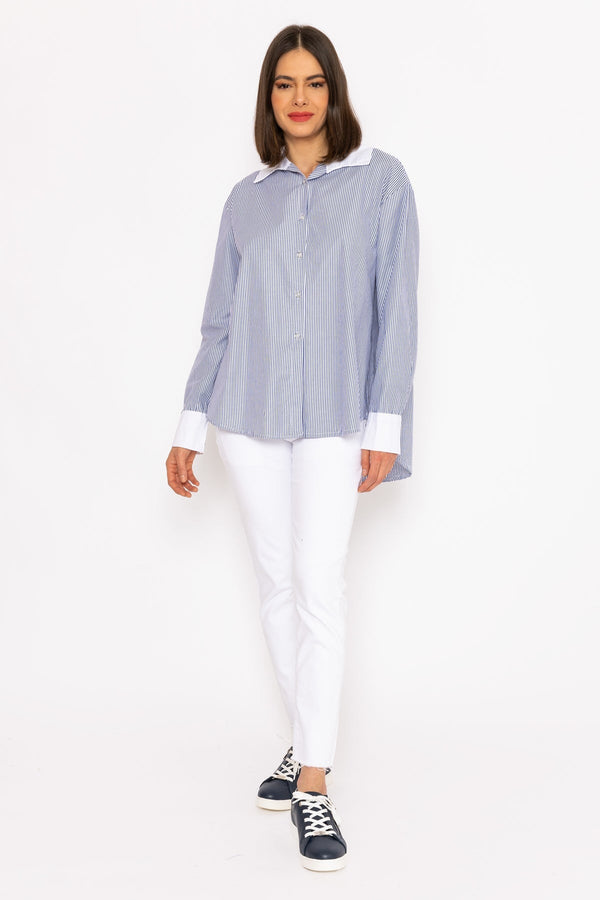 Carraig Donn Navy Candy Striped Shirt