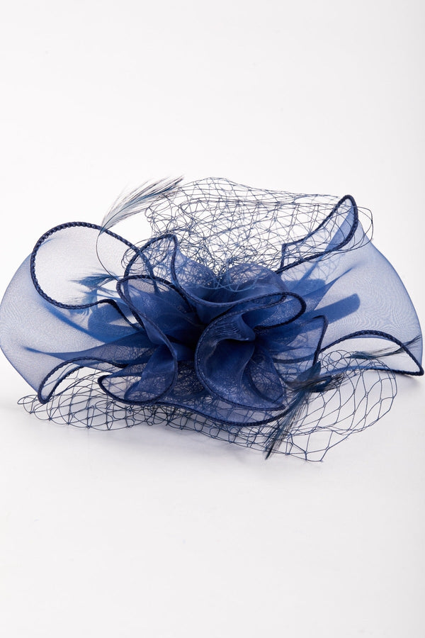 Carraig Donn Navy Hairband Fascinator with Net & Feathers