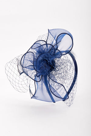 Carraig Donn Navy Hairband Fascinator with Net & Feathers