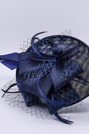 Carraig Donn Navy Hairband Net & Feather Fascinator