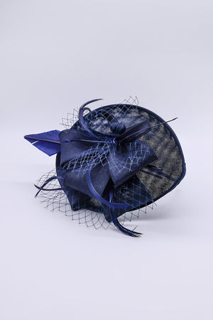 Carraig Donn Navy Hairband Net & Feather Fascinator