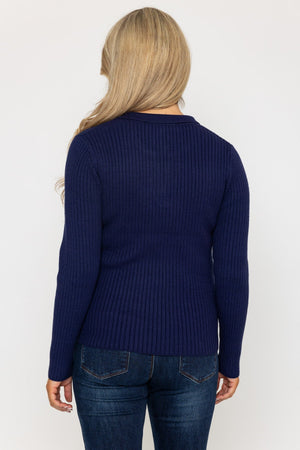 Carraig Donn Navy Knitted Polo Jumper