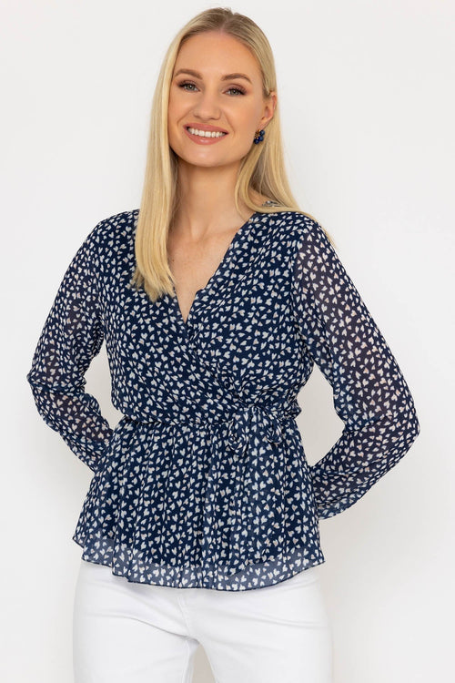 Navy Peplum Top