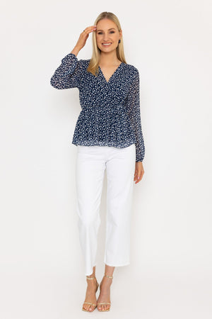 Carraig Donn Navy Peplum Top