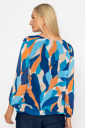 Carraig Donn Navy Printed Long Sleeve Blouse