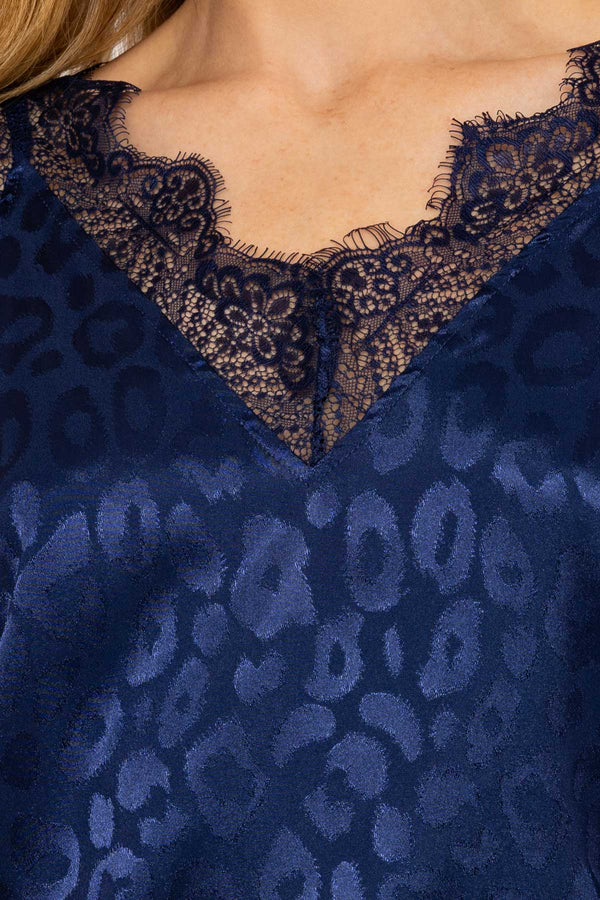 Carraig Donn Navy Satin Jacquard Cami