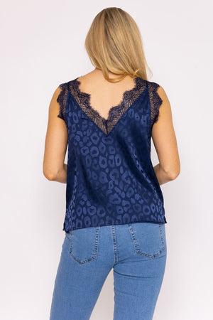 Carraig Donn Navy Satin Jacquard Cami