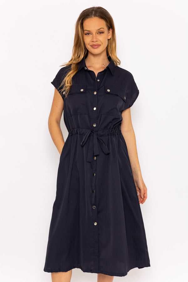 Carraig Donn Navy Utility Shirt Dress