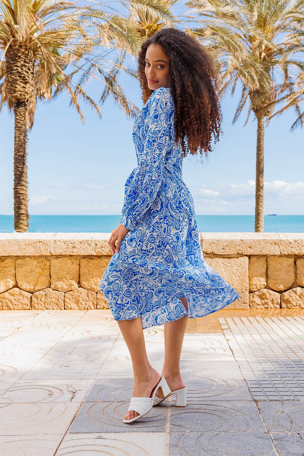 Carraig Donn Norah Dress in Blue Print