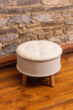 Carraig Donn Oatmeal Fabric Upholstered Storage Stool