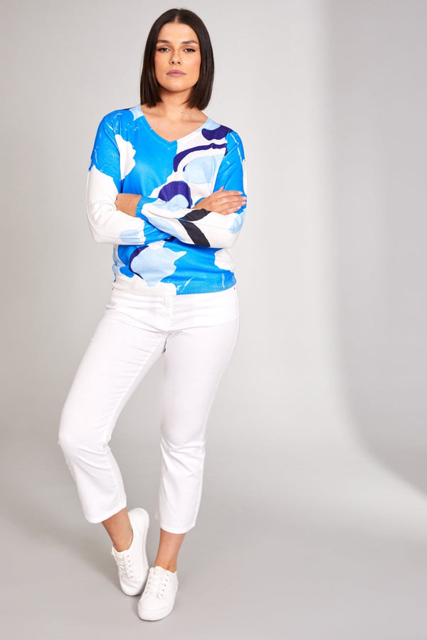 Carraig Donn Ocean Print Knit in Blue