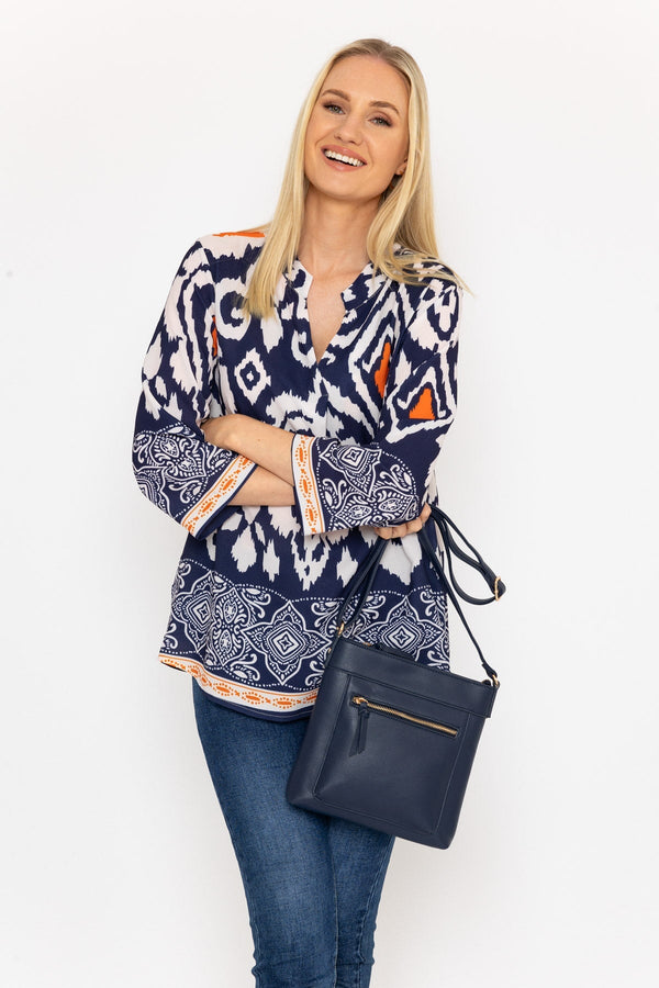 Carraig Donn Olivia Top In Navy Print
