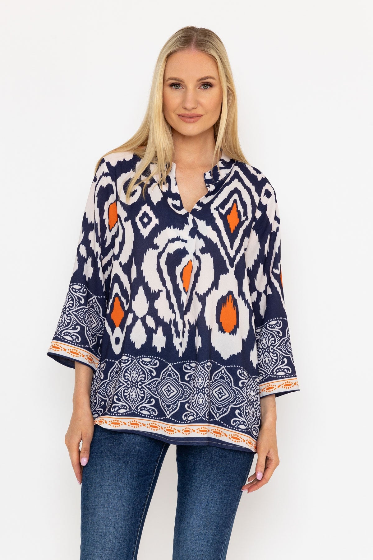 Olivia Top In Navy Print