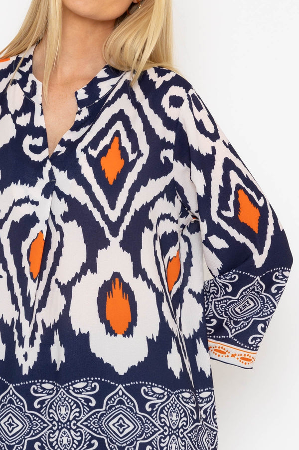 Carraig Donn Olivia Top In Navy Print