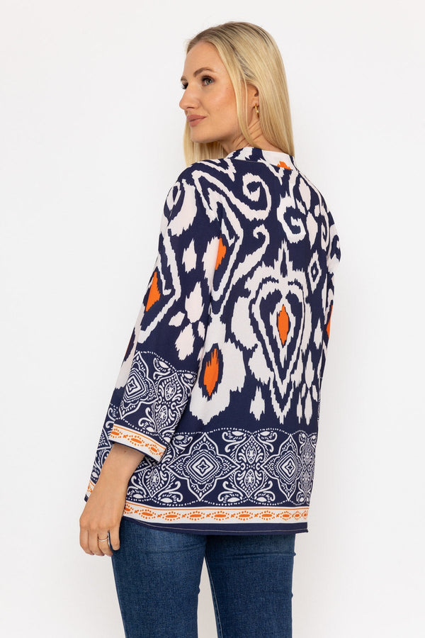 Carraig Donn Olivia Top In Navy Print