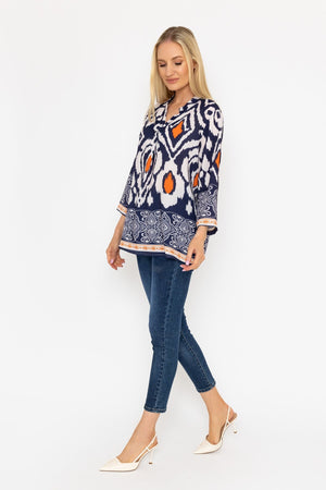 Carraig Donn Olivia Top In Navy Print