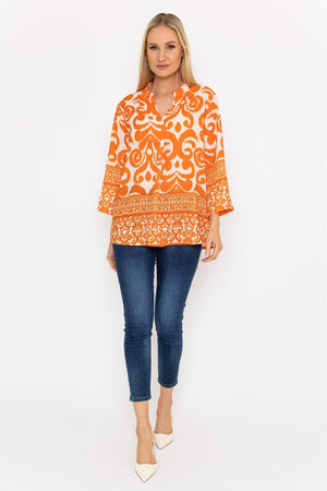 Carraig Donn Olivia Top in Orange Print