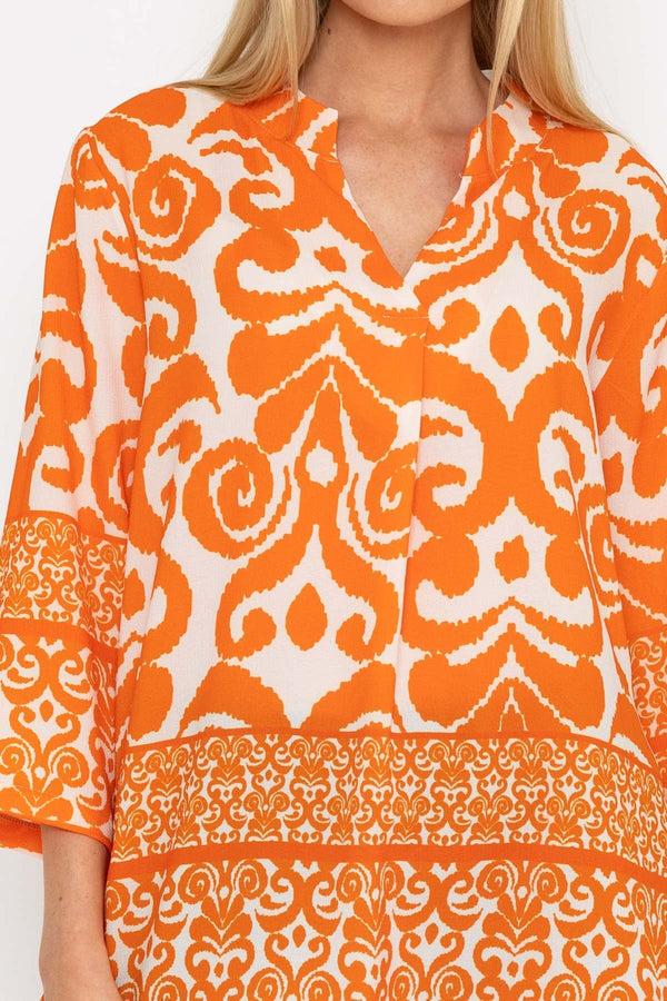 Carraig Donn Olivia Top in Orange Print