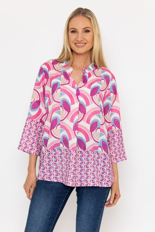 Olivia Top In Pink Print