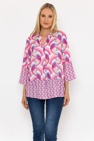 Carraig Donn Olivia Top In Pink Print