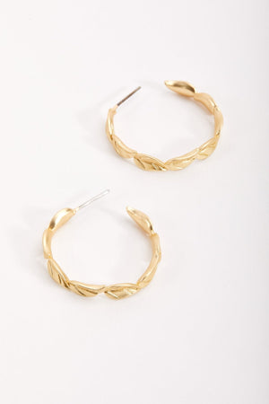 Carraig Donn Open Hoop Leaf Earrings