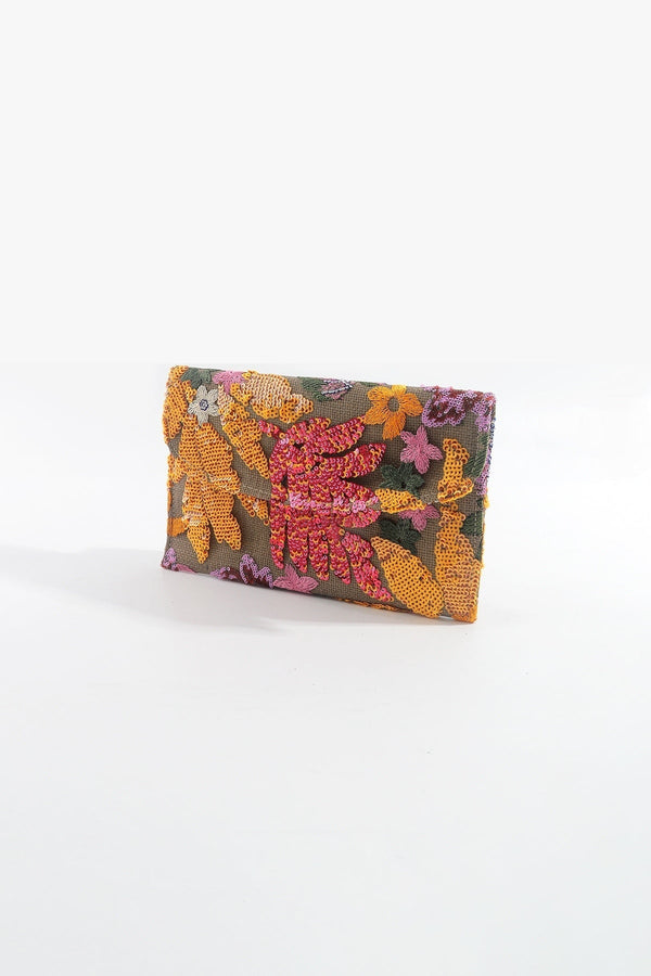 Carraig Donn Orange Embellished Clutch Bag
