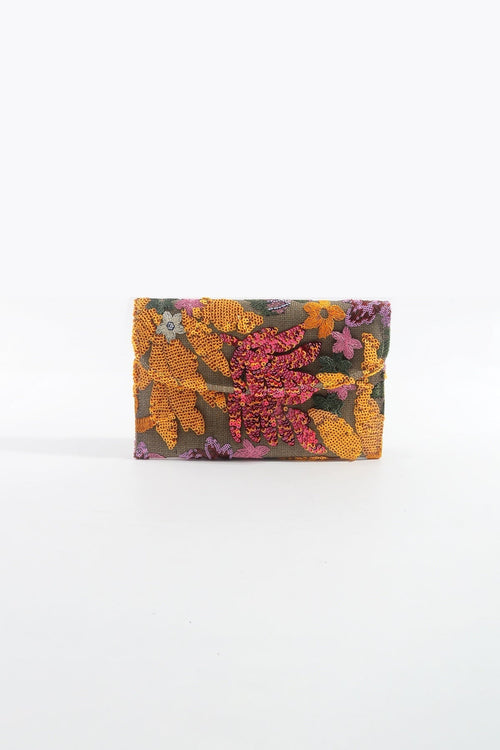 Orange Embellished Clutch Bag