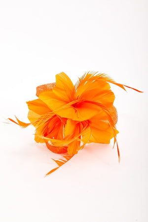 Carraig Donn Orange Feather Flower Fascinator