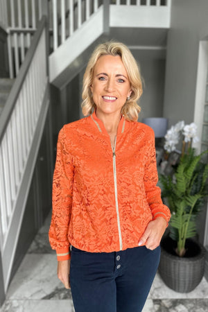 Carraig Donn Orange Lace Bomber Jacket