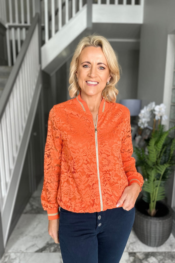 Carraig Donn Orange Lace Bomber Jacket
