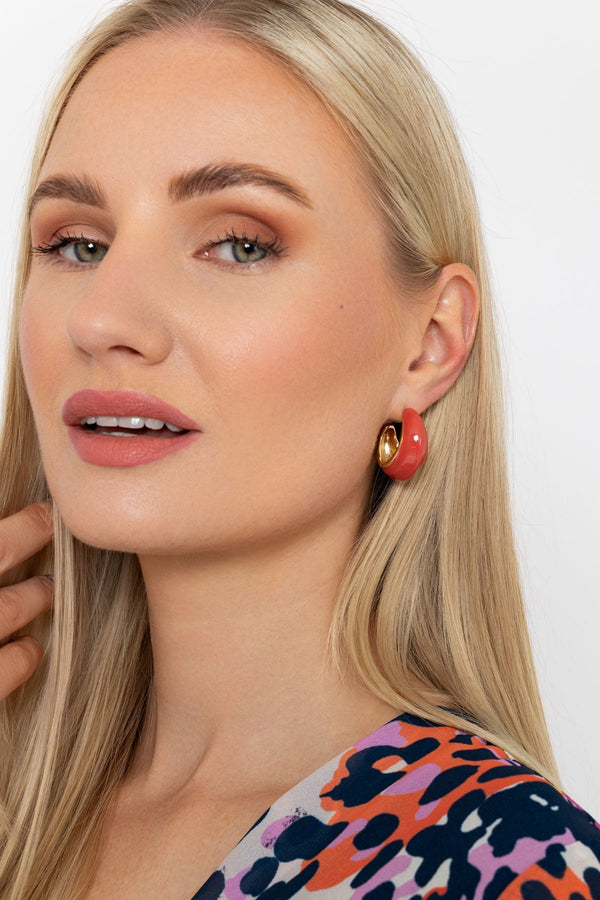 Carraig Donn Orange Open Hoop Earrings