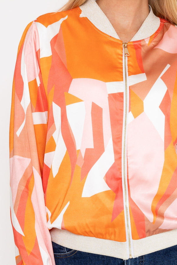 Carraig Donn Orange Printed Bomber Jacket