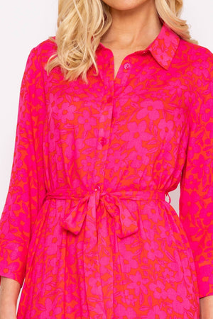 Carraig Donn Orange Printed Viscose Shirt Dress