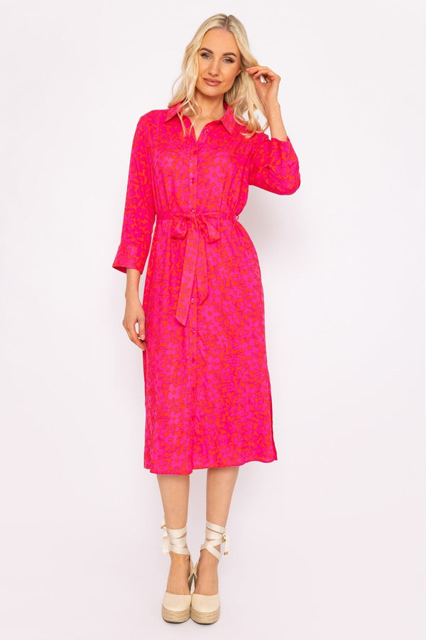Carraig Donn Orange Printed Viscose Shirt Dress