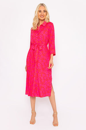 Carraig Donn Orange Printed Viscose Shirt Dress