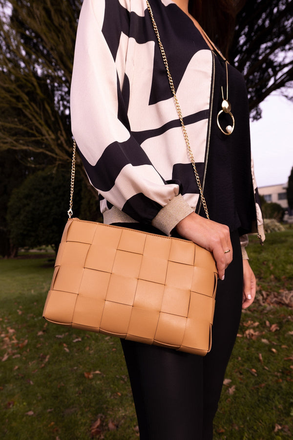 Carraig Donn Oversized Woven Clutch in Tan