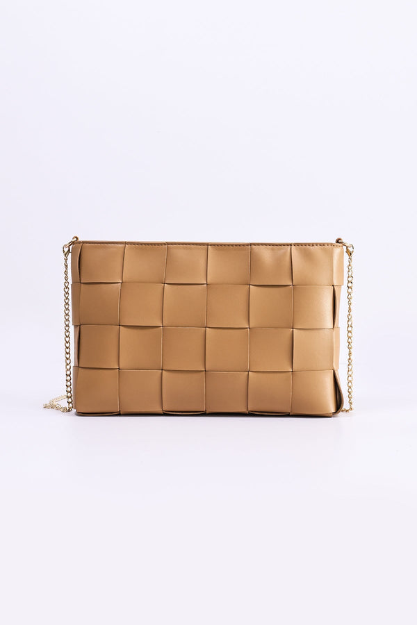 Carraig Donn Oversized Woven Clutch in Tan