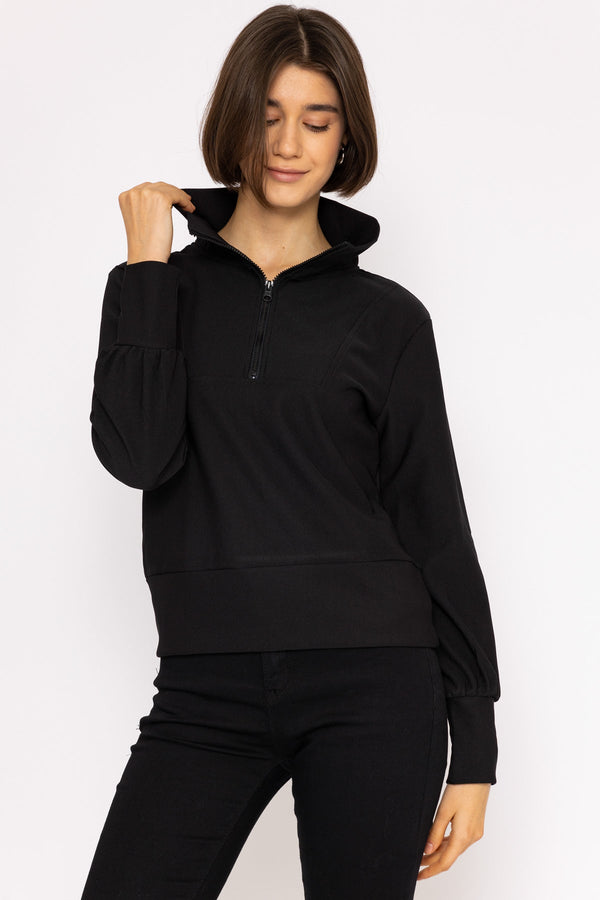 Carraig Donn Oversized Zip Sweat Top in Black