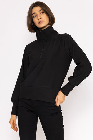 Carraig Donn Oversized Zip Sweat Top in Black