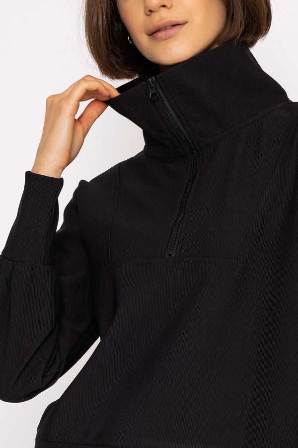 Carraig Donn Oversized Zip Sweat Top in Black