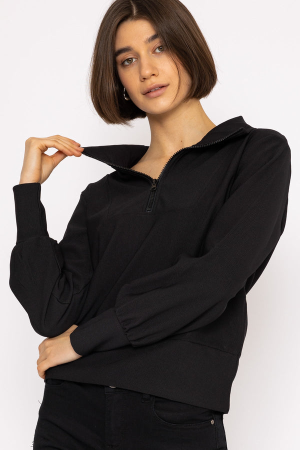 Carraig Donn Oversized Zip Sweat Top in Black
