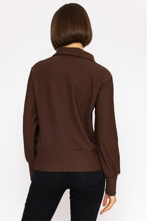 Carraig Donn Oversized Zip Sweat Top in Coffee