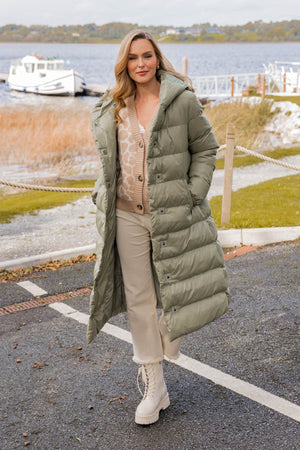 Carraig Donn Padded Puffer Coat in Khaki