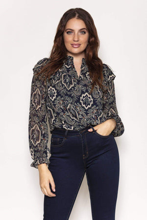 Carraig Donn Paisley Blouse in Navy